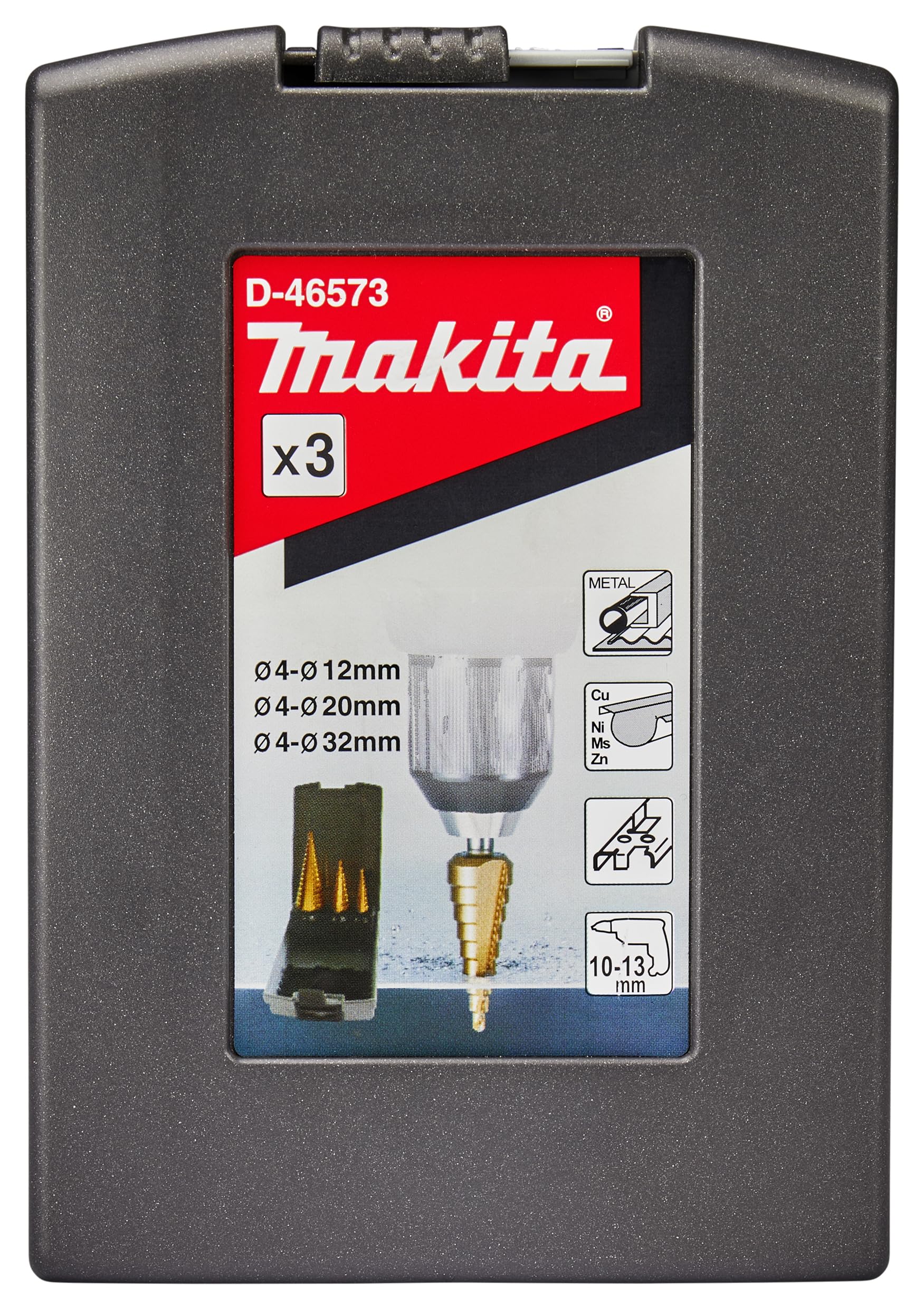Estuche de brocas escalonadas TiN D-46573 Makita