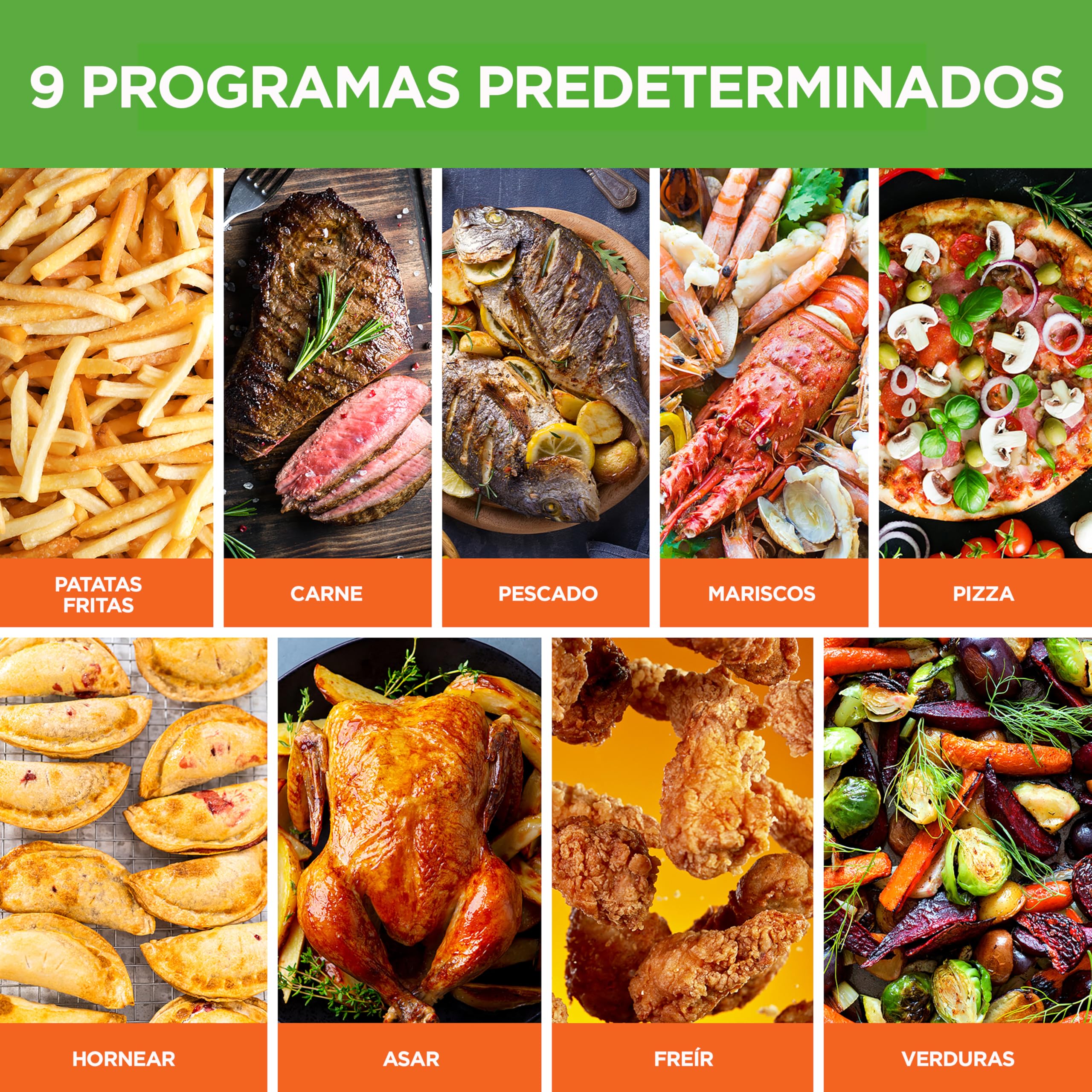 Nutrichef Freidora de Aire, 8.3L, Doble Canasta, Capacidad de 4.1L por Cesta, 9 Modos de Coccion Preestablecidos, Tamaño Familiar