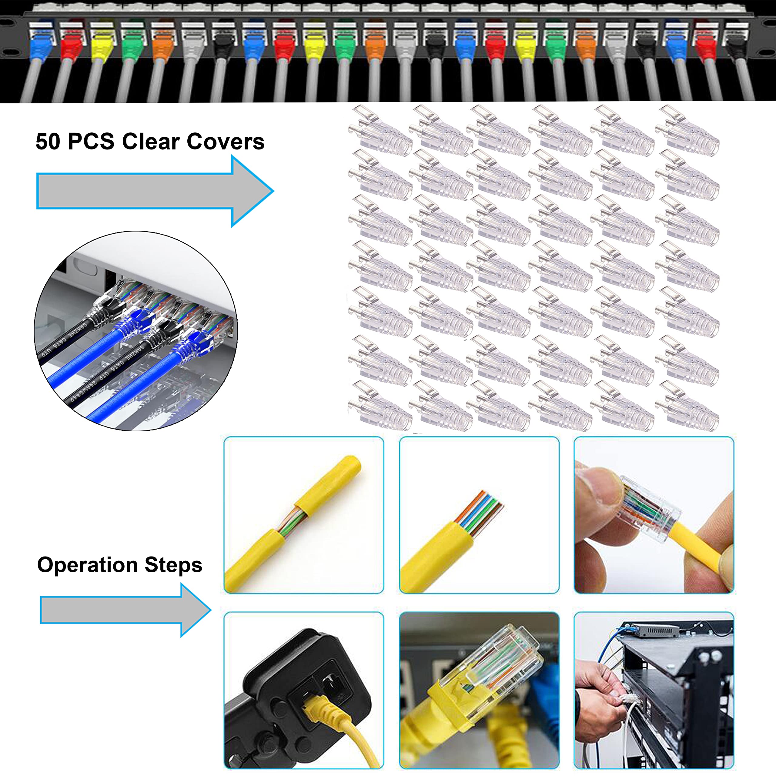TAIWAIN RJ45 Crimpatrice CAT5 Kit di strumenti di crimpatura Cat6 Cable Tester, RJ12/RJ11 Rete Ethernet Manutenzione Crimp Stripper LAN Repair Cutter Set per fai da te (nero)