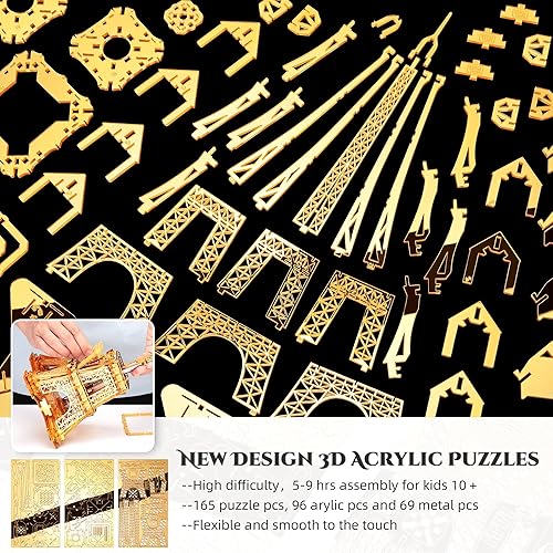 Miniatura 4 de Rompecabezas LED 3D Torre Eiffel Modelo de construcción  Modelo de construcción de arquitectura 3D  Monumento de París por la noche  Lámpara de