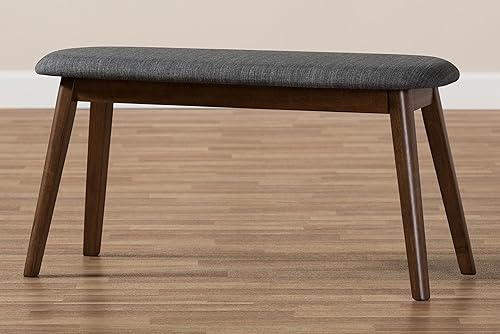 Miniatura 8 de Baxton Studio Easton - Banco de madera tapizado de tela gris oscuro moderno de mediados de siglo Gris oscuro,Gris