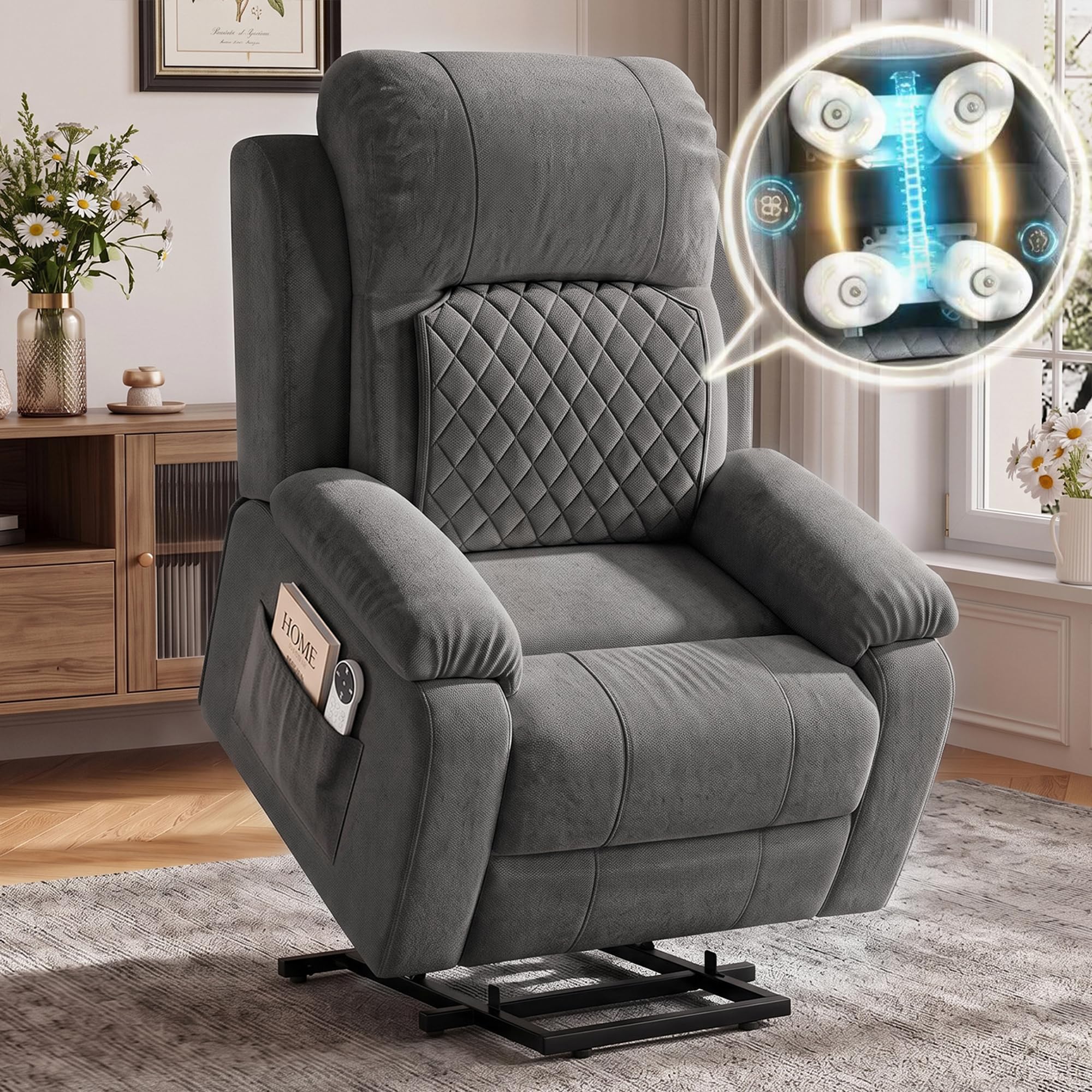 Power Recliner Chair with Massage, Electric Recliner for Elderly