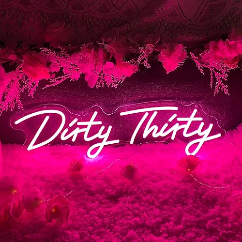ZPLNOSIN Dirty Thirty - Letrero de neón para decoración de pared, letrero con luz LED para decoración de fiesta de cumpleaños, letrero de luz de