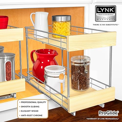 Miniatura 2 de LYNK PROFESSIONAL SELECT Organizador de gabinete extraíble - 11" x 21" - Cajones deslizantes para gabinetes de cocina - Estantes deslizantes de