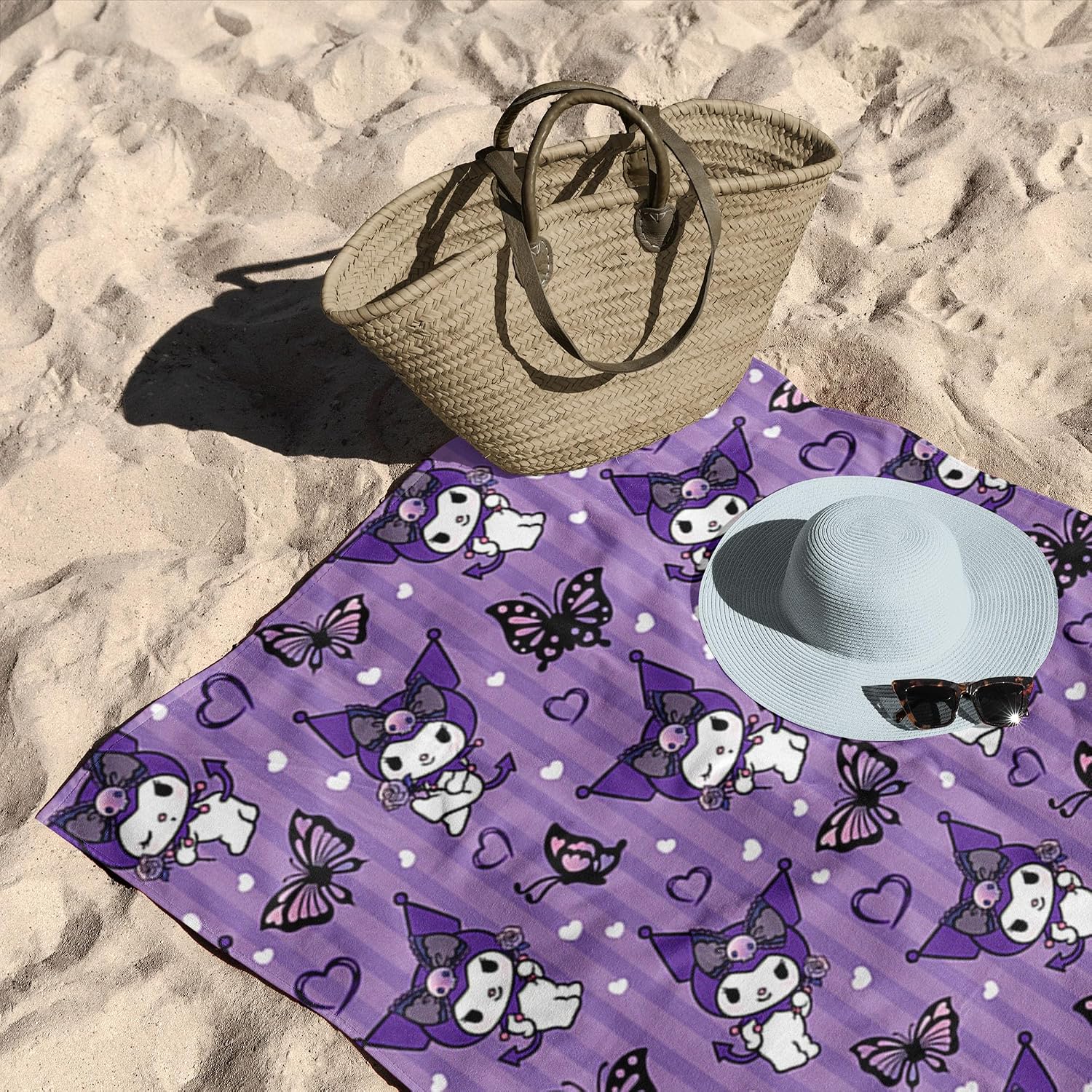 Northwest Kuromi Microfiber Beach Towel, 30" x 60", Cute Kuromi
