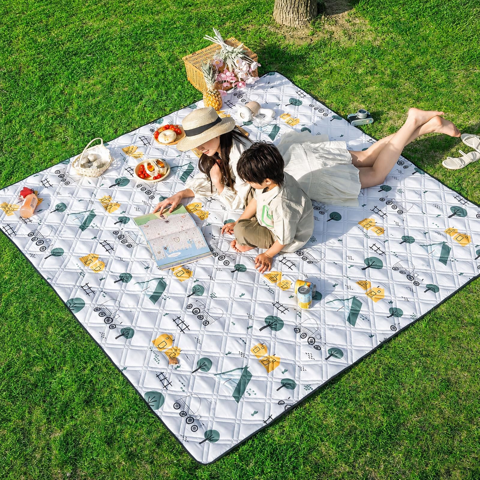Colchoneta de Camping,Mantas de picnic impermeable,Mantas Grande de Picnic y Playa,esterilla de dormir plegable para camping,Engrosada y cómoda,Ligera y Portátil,para Acampar,al Aire Libre