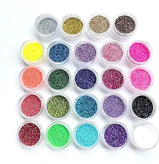 紗や工房 【ラメグリッター/24色セット】ラメパウダー 宇宙塗り レジン封入 ネイル用品 デコ グリーン ブルー ゴールド ブラック ケース付き