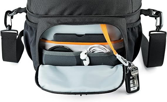 Lowepro LP37123-PWW Nova Camera Bag, Waterproof, Customizable, Fits Pro-Depth DSLR with Lens, Compact drone, 3-4 Additional Lenses, Flash, Black, 180 AW II