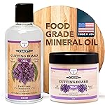 CLARK\'S Food Grade Mineral Oil (12oz) and Carnauba Wax (6oz) Set - 100% Natural Butcher Block Oil and Cutting Board Wax - Food Safe Beeswax and Wood Cutting Board Oil with Lavender & Rosemary Extract