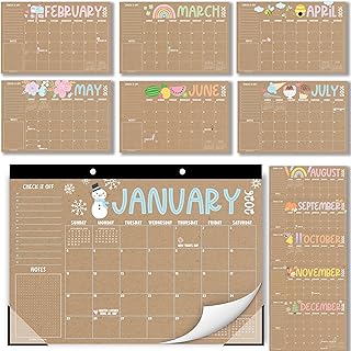 Hadley Designs Desk Calendar 2026 - Desktop Calendar 2026, 18 Month Large Desk Calendars 2026-2027, January 2026 - June 2027, Cute Kraft Theme Classroom Decor Teacher Must Haves, Designed in USA