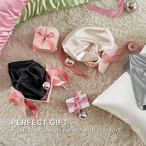 Miniatura 6 de Bedsure - Funda de almohada de satén con cierre de cremallera, similar a fundas de almohada de seda, 2 unidades, tamaño queen (51 x 76 cm), juego de