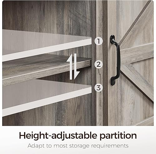 Miniatura 7 de Yaheetech Soporte de TV para TV de 65 pulgadas, mesa consola de TV de granja para sala de estar, centro de entretenimiento alto con puertas dobles