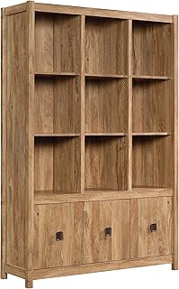 Sauder Cannery Bridge Bookcase Storage Wall, Storage Shelves with Drawers, in Sindoori Mango
