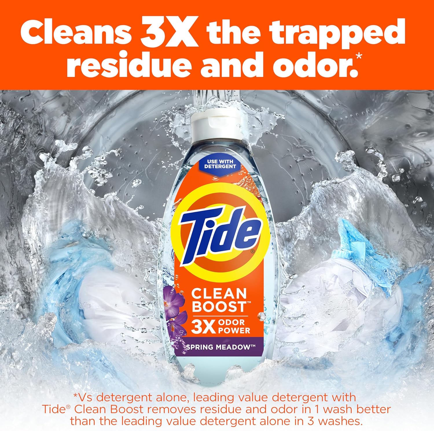 Tide Deep Cleansing Fabric Rinse with 3X Odor Power, Spring Meadow, 48 oz Tide Original 48 Fl Oz (Pack of 1)