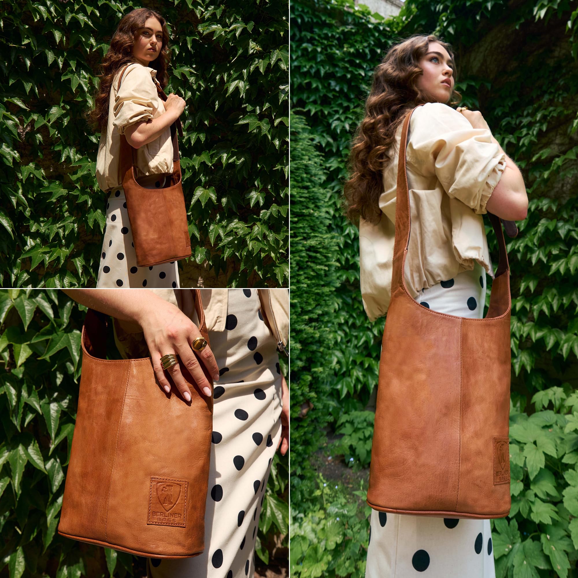 Berliner Bags Emilia Bolso Bandolera Mujer Piel Auténtica Mediano Vintage