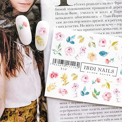IBDI Flower Nail Decals / Sliders for Manicure or Pedicure, Decal for Nails, Slider for Manicures and Pedicures, Nail Art