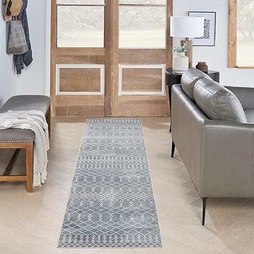 Nourison Astra - Alfombra marroquí lavable a máquina, de 2.2 x 10 pies, fácil de limpiar, no se desprende, para dormitorio, sala de estar, comedor y