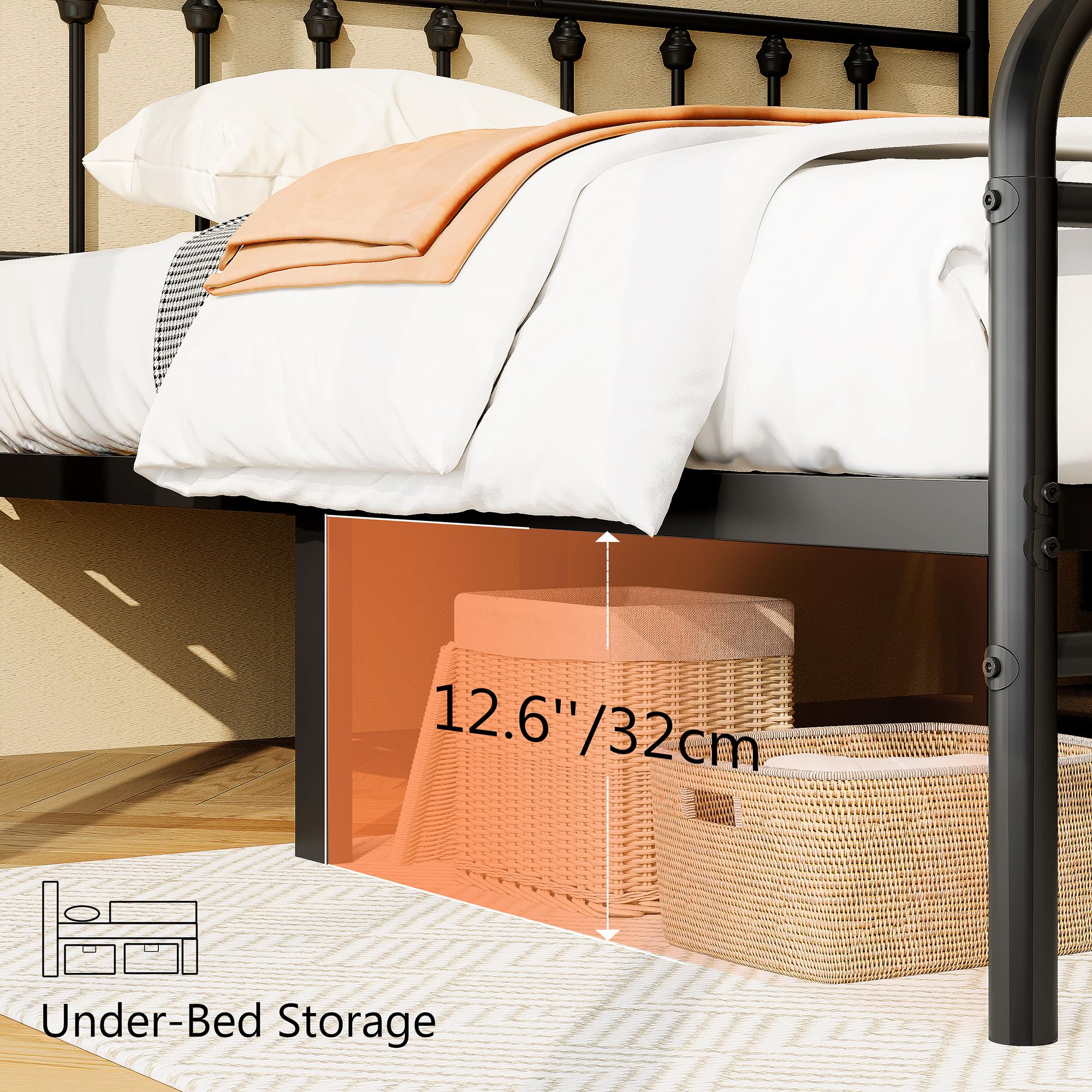 The Best King Size Bed Frames with Headboards in 2026 3 zunatu King Size Metal Platform Bed Frame/Victorian Style Headboard and Footboar - product photo