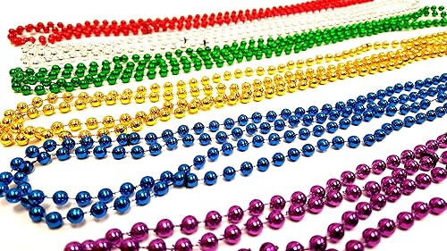 Miniatura 2 de Collares de cuentas metálicas festivas, collar de cuentas Mardi Gras, varios paquetes (rojo, azul, plata, verde, dorado, morado) (paquete de 72