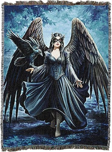 Miniatura 2 de Pure Country Weavers Anne Stokes - Manta de ángel Raven de la colección gótica, tapiz de fantasía para regalo, tejido de algodón, fabricada en los
