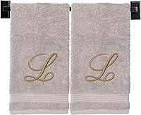 Vista 96 de Toallas de mano beige para baño, monogramadas, toallas turcas de algodón de lujo, bordadas en Estados Unidos, juego de 2, elige el color y la letra