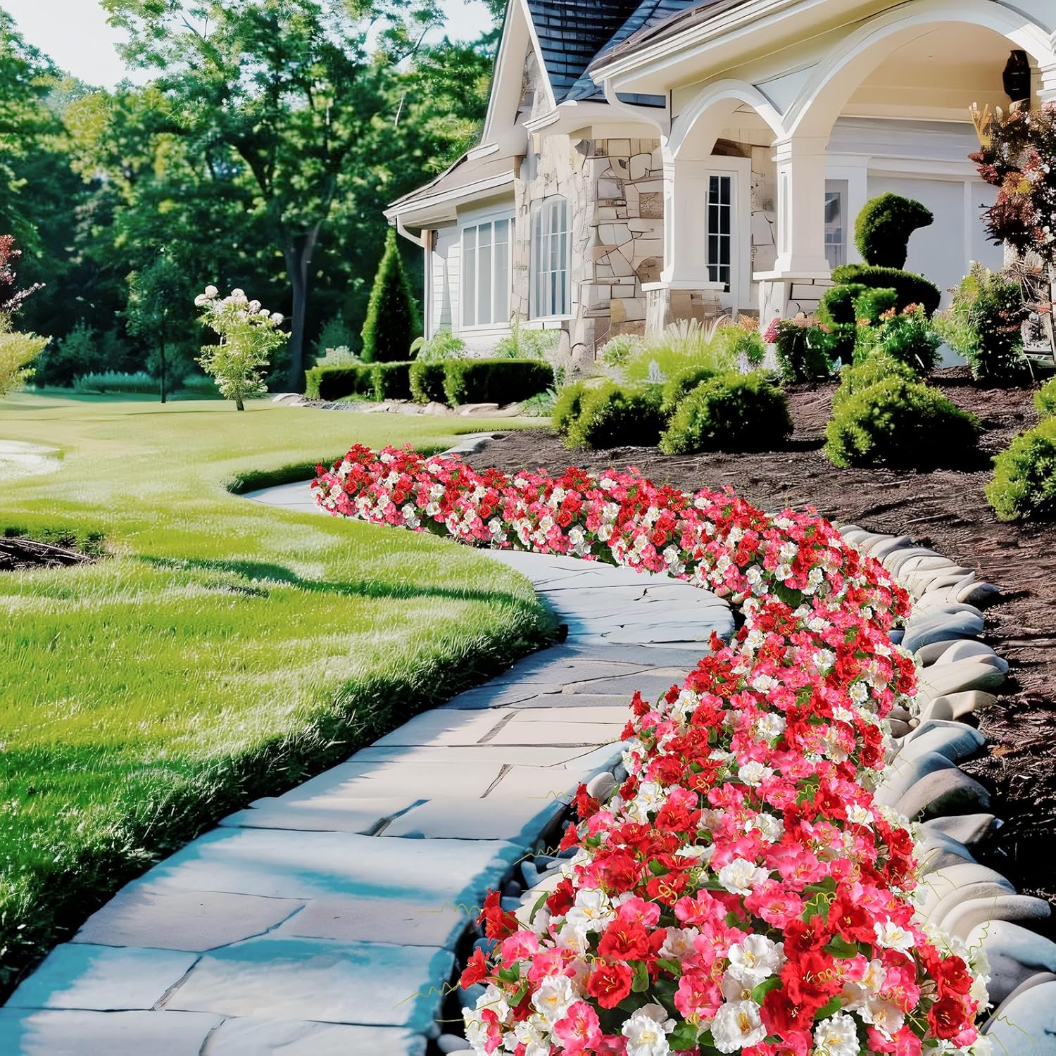 6 Pack Artificial Flowers for Outdoors UV Protected Silk Flowers for Outside, Faux Hibiscus Tropical Flowers Artificial Faux Plants for Outside Planter Front Porch Garden Patio Yard Home Decor