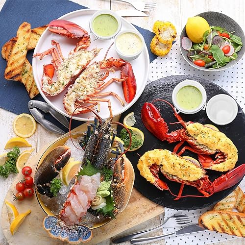 Miniatura 5 de Juego de 60 calentadores de mantequilla de cerámica, incluye 12 calentadores de mantequilla para derretir mariscos con soportes, 48 velas de té para