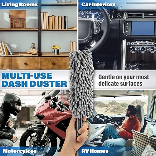 Miniatura 9 de Último plumero para autos El mejor plumero de uso polivalente de microfibras Uso exterior o interior Libre de pelusas y con largo mango extensible e