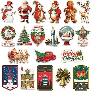 20 PCS Christmas Fridge Magnets, Strong Magnetic Refrigerator Stickers Colorful Decoration Penguin, Gingerbread Man, Candle Winter Holiday Supplies for Locker Fridge Home School Decor