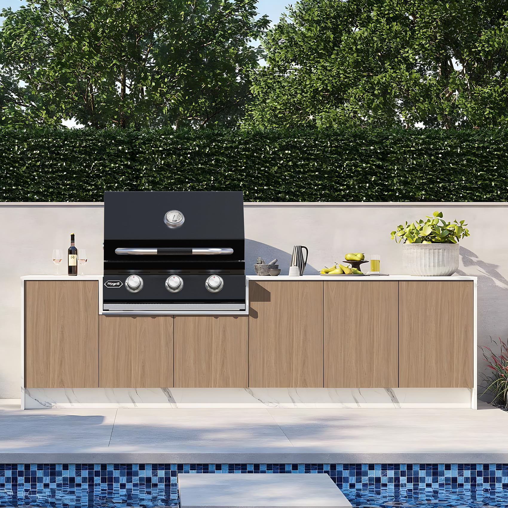 Hygrill - Parrilla integrada de 3 quemadores para gas natural, acero inoxidable, para exteriores, color negro 6