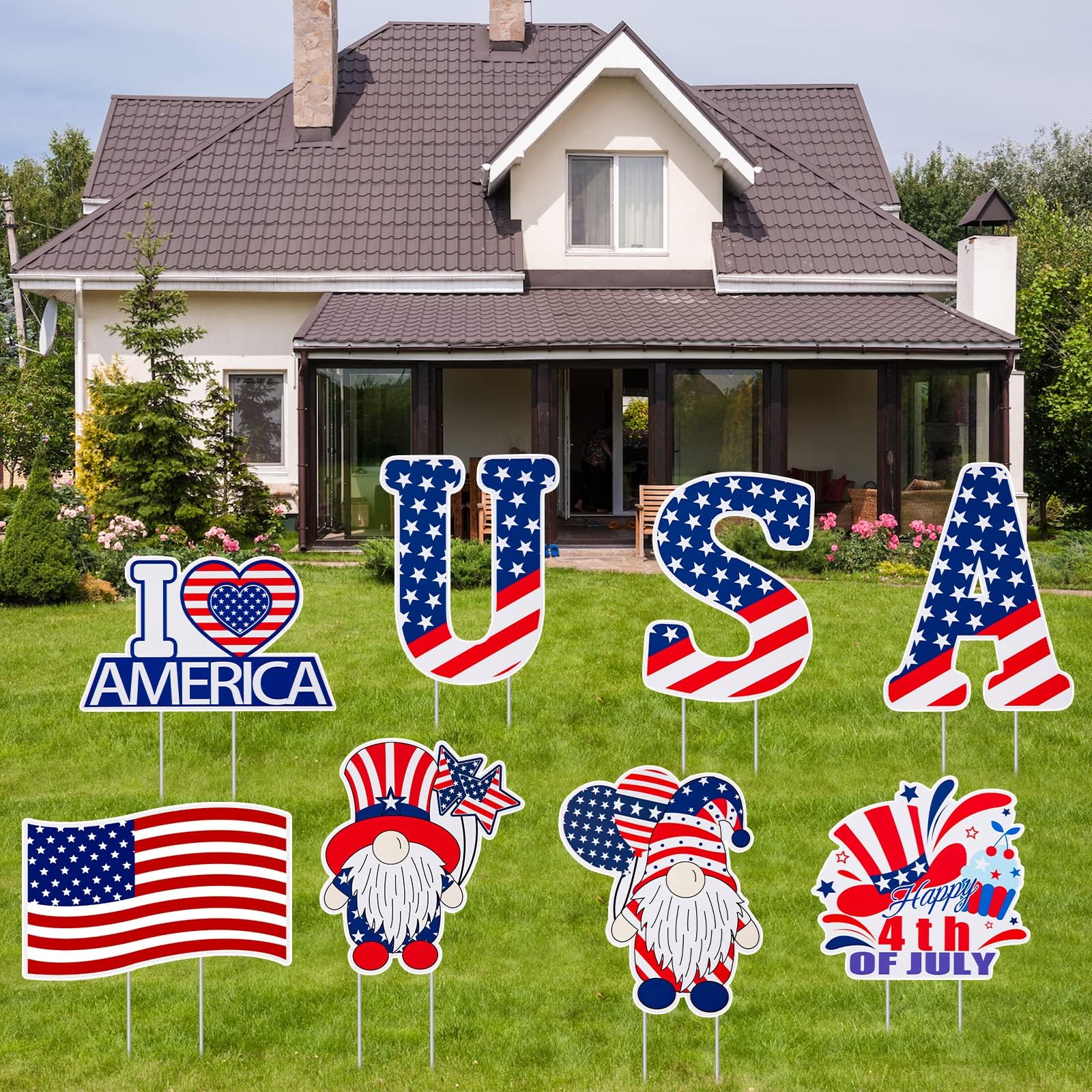 Pinkunn Memorial Day Decorations Outdoor Sign Large 25 x 16 Inch 4th of July Yard