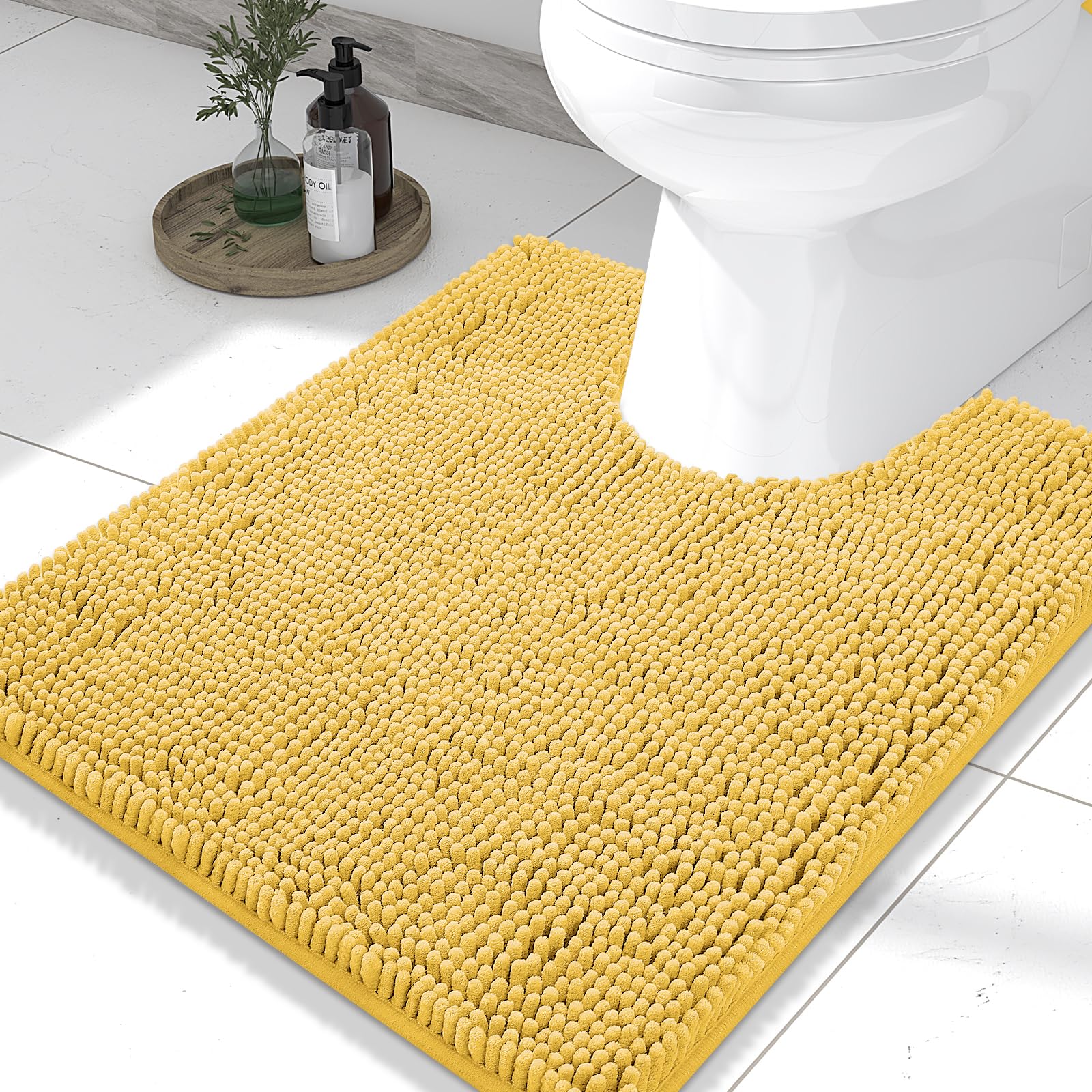 Smiry Toilet Rugs U-Shaped 24x20, Extra Soft Absorbent Contoured Bath Mat