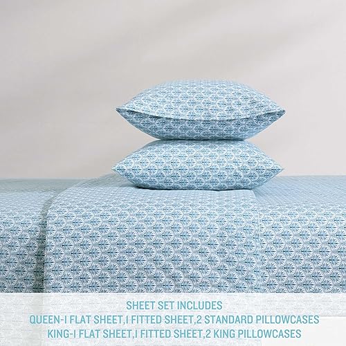 Miniatura 7 de Tommy Bahama - Juego de sábanas tamaño King, ropa de cama de percal de algodón súper suave con fundas a juego, juego de ropa de cama tropical,