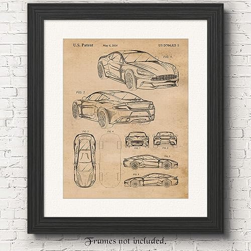 Miniatura 3 de Impresiones clásicas de patentes de auto Vanquish, 1 (11 x 14) fotos sin marco, decoración de arte de pared para el hogar, equipo de Aston Martin,
