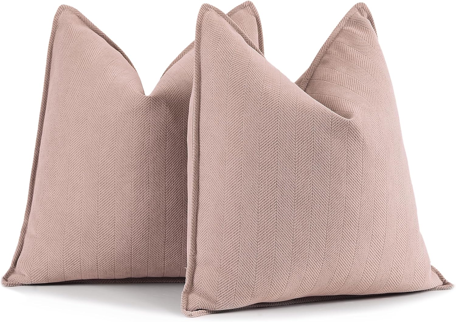 ZWJD Dusty Pink Cushion Cover, 50 x 50 cm, Set of 2, Chenille Cushion ...