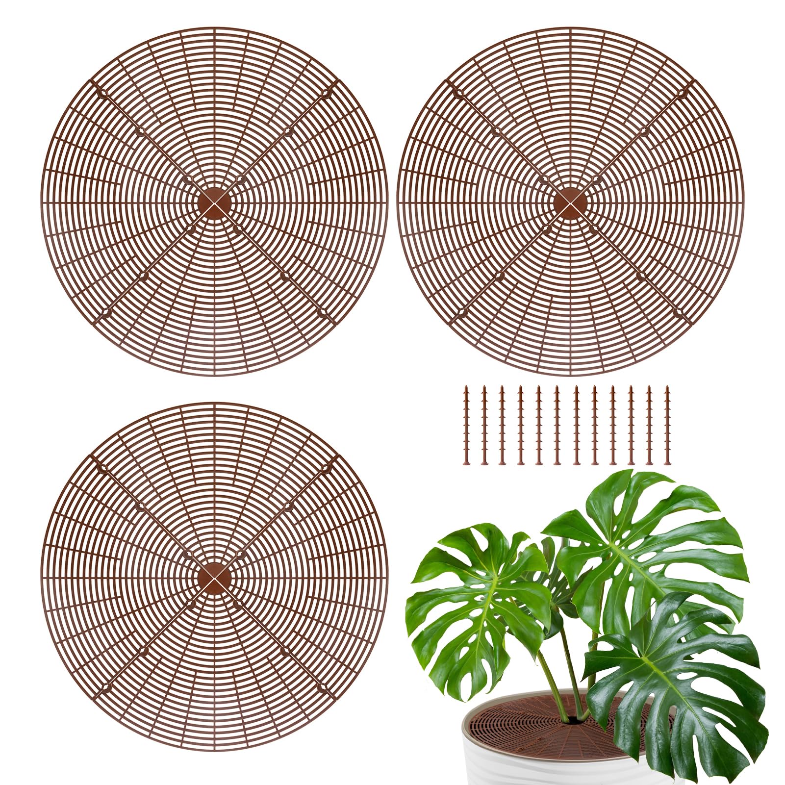 ANPHSIN 3 Plant Pot Grid Cover Protectors