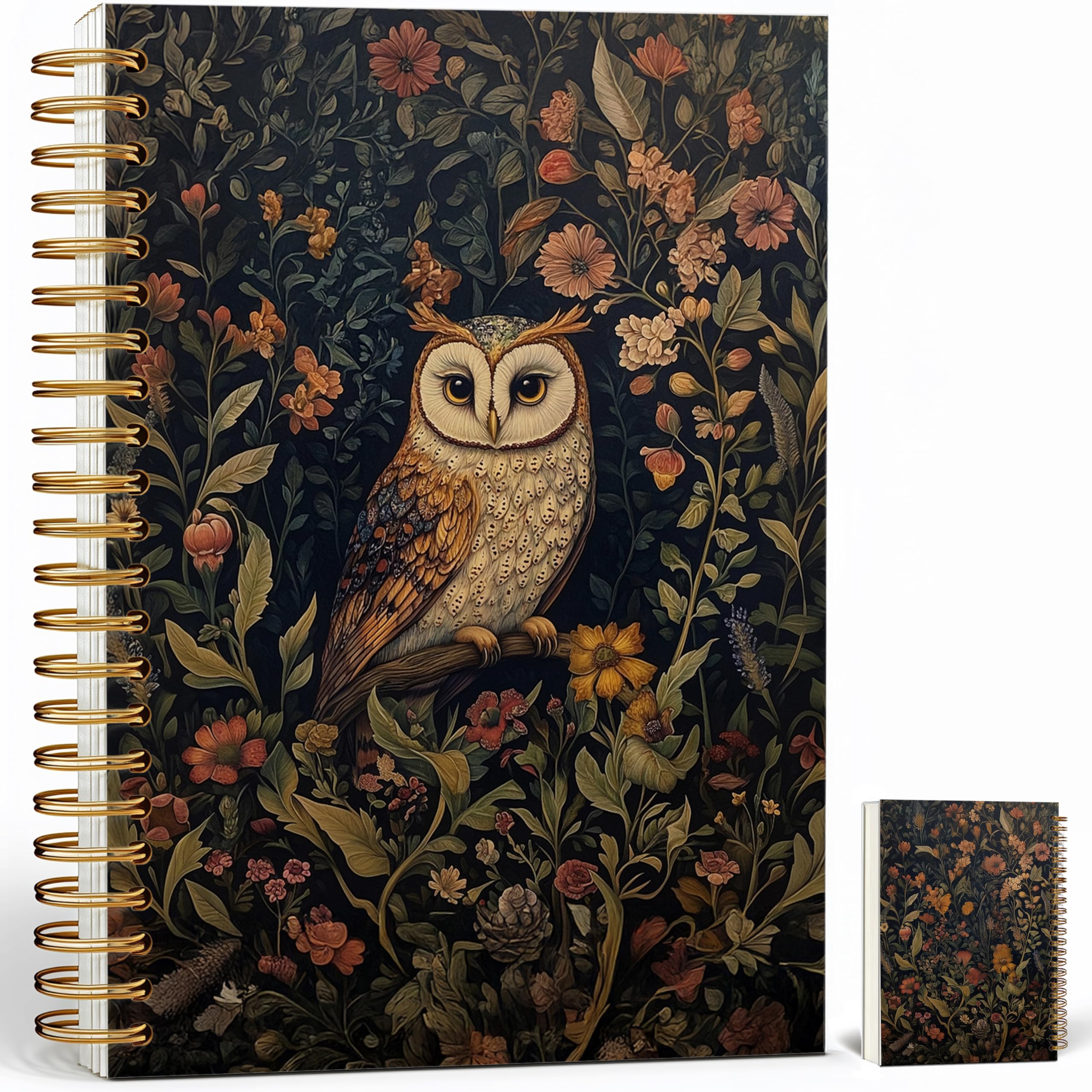 Journaling Notebooks for Women, William Morris Abstract Floral Notebook - Vintage Owl Notebook Journal Gifts, Lined Paper, A5 Spiral Journal Notebook Office Supplies Gifts for Women Birthday Christmas