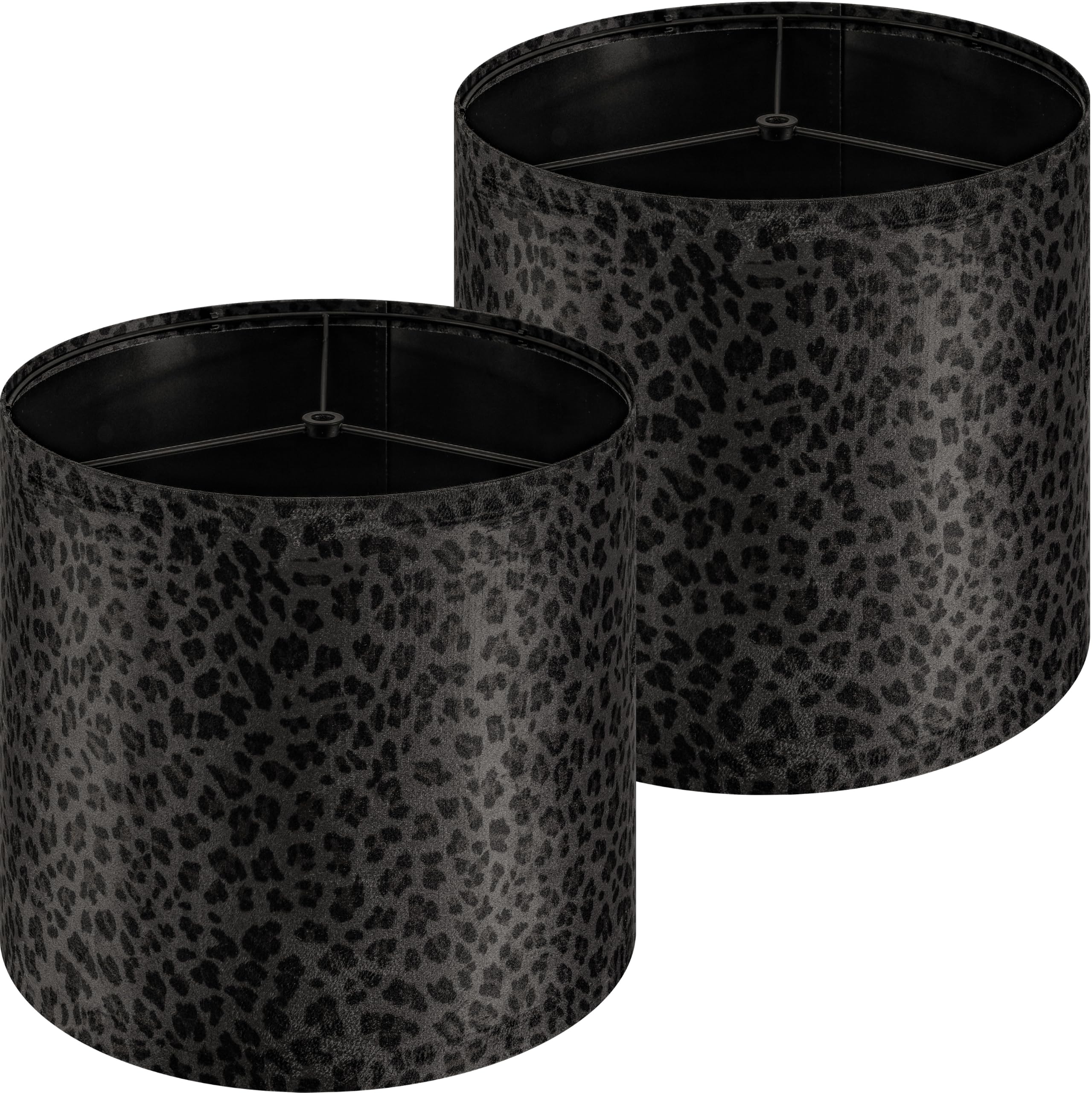 PAPAYA Black Leopard Lamp Shades 2 Pcs,Hardback Lamp Shade Transitional 10" Top x 10" Bottom x 9" High Spider Fitter Easy Assembly for Table Lamps Mount