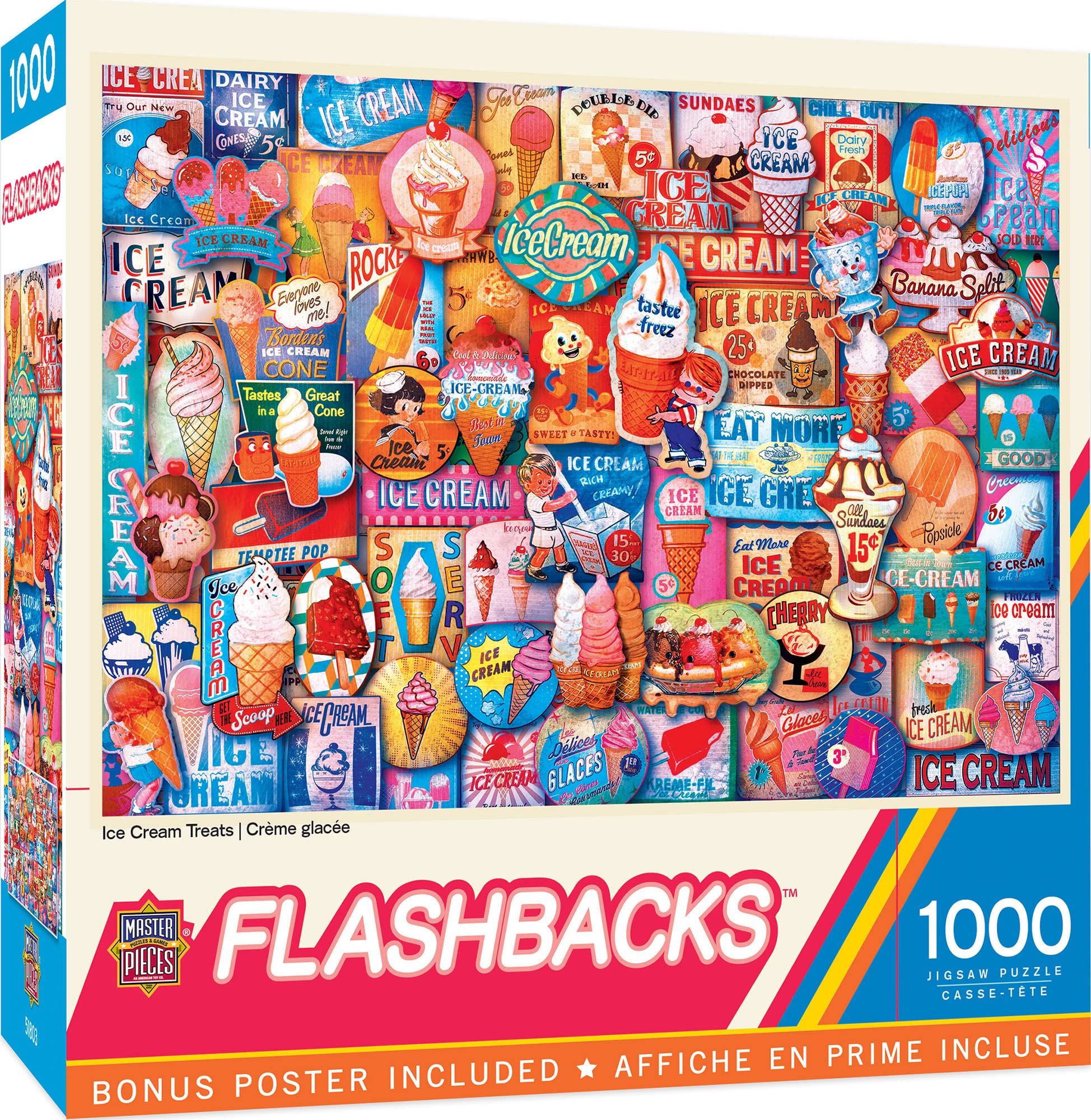 Baby Fanatics Flashbacks - Ice Cream Treats 1000 Piece Puzzle | 19.25x26.75 Inches, Made From Recycled Materials, Fun Family Puzzle