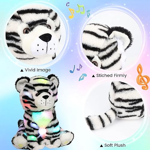 Miniatura 5 de Hopearl Tigre de peluche con luces LED y música, con volumen ajustable, canciones de cuna, animado, da calma, para festival, cumpleaños, niños