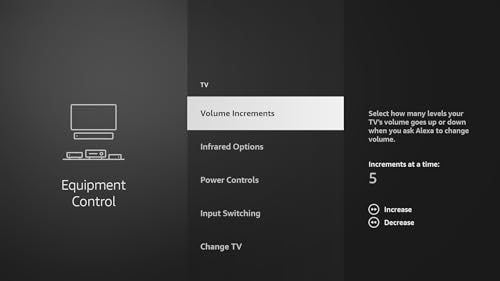 Equipment Control Settings - Loader shortcut for Fire TV