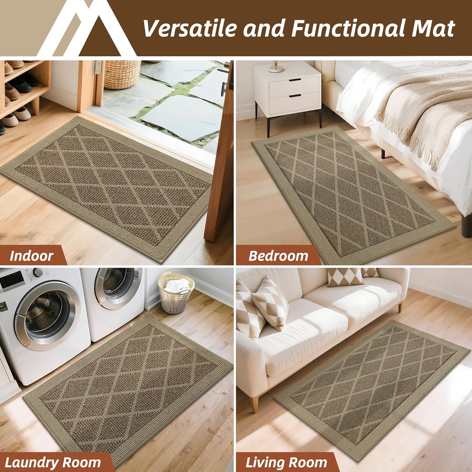 COSY HOMEER Non-Slip Door Mat 20"x32", Entryway Rugs Low Profile Absorbent Dirt Trapper Doormat for Front Entrance, Washable Polypropylene Entry Mat (Beige) - Image 7