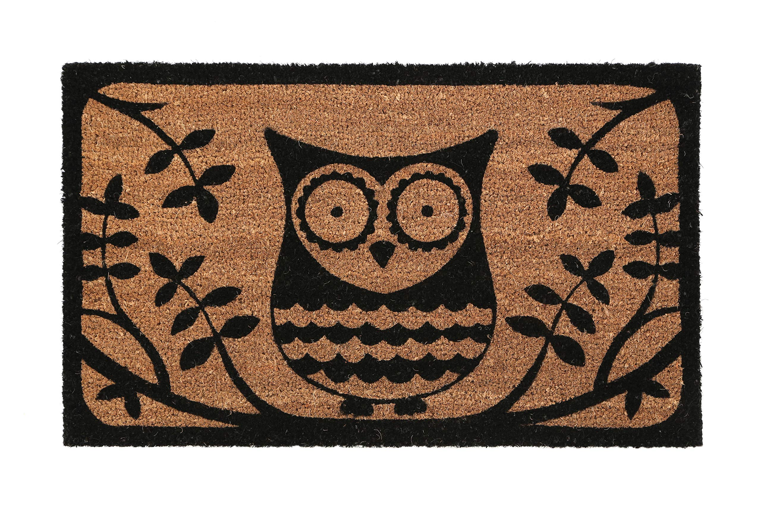 Premier Housewares Natural Coir Doormat - Owl Design - Brown - 60 x 40cm
