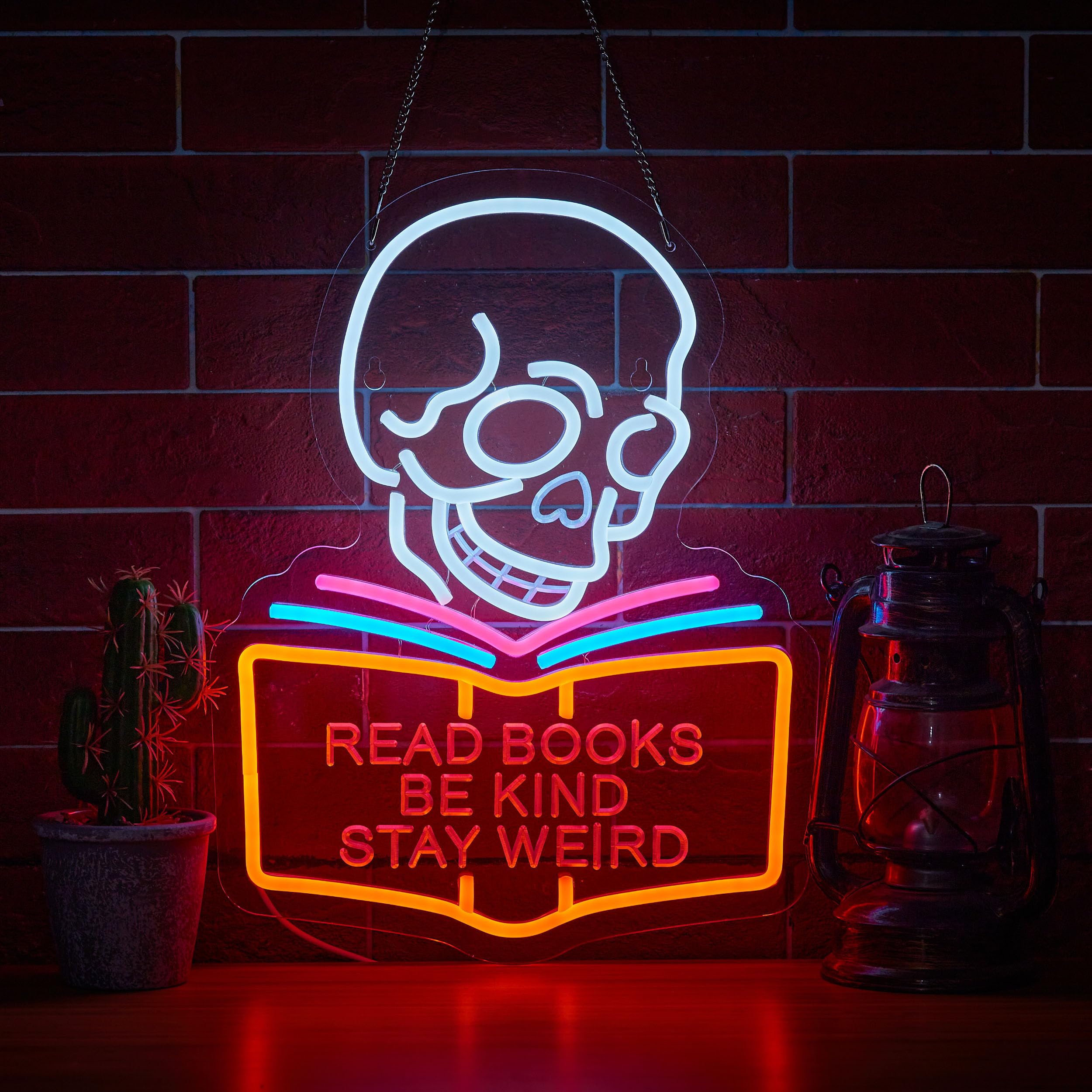 おしゃれ　ネオン看板 READ BOOKS & Be Kind Read Books Be Kind Stay Weird Neon Sign for Wall Décor Dimmable