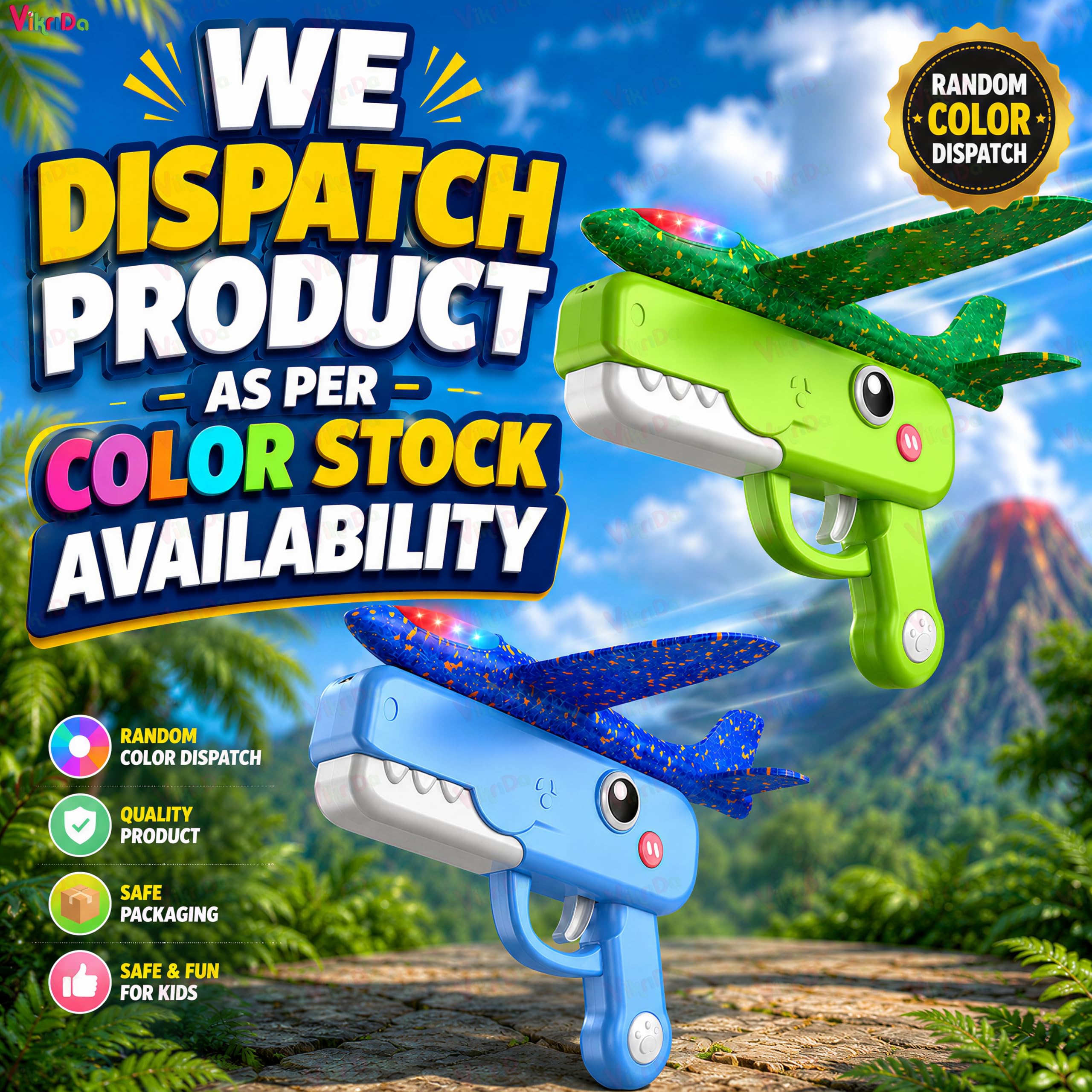 Dinosaur Airplane Launcher Gun Toy - Kids Fun! -5