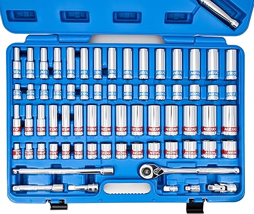 Miniatura 8 de Neiko 02514A Juego de trinquete de 14 pulgada y dados pequeños, 58 piezas, acero al cromo vanadio, multicolor