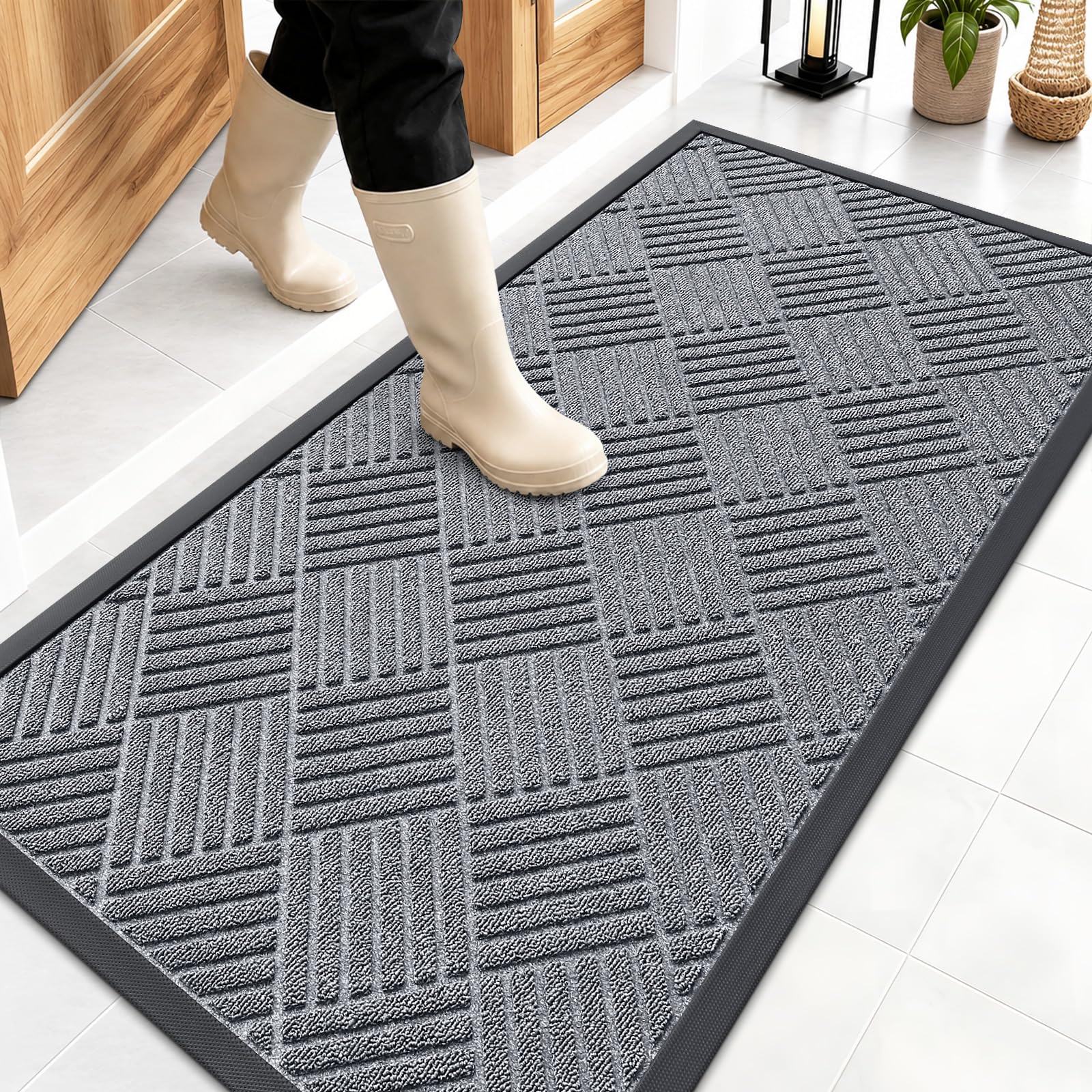 OLANLY Front Door Mat Outside Entrance 47x23, Waterproof Heavy-Duty Doormat