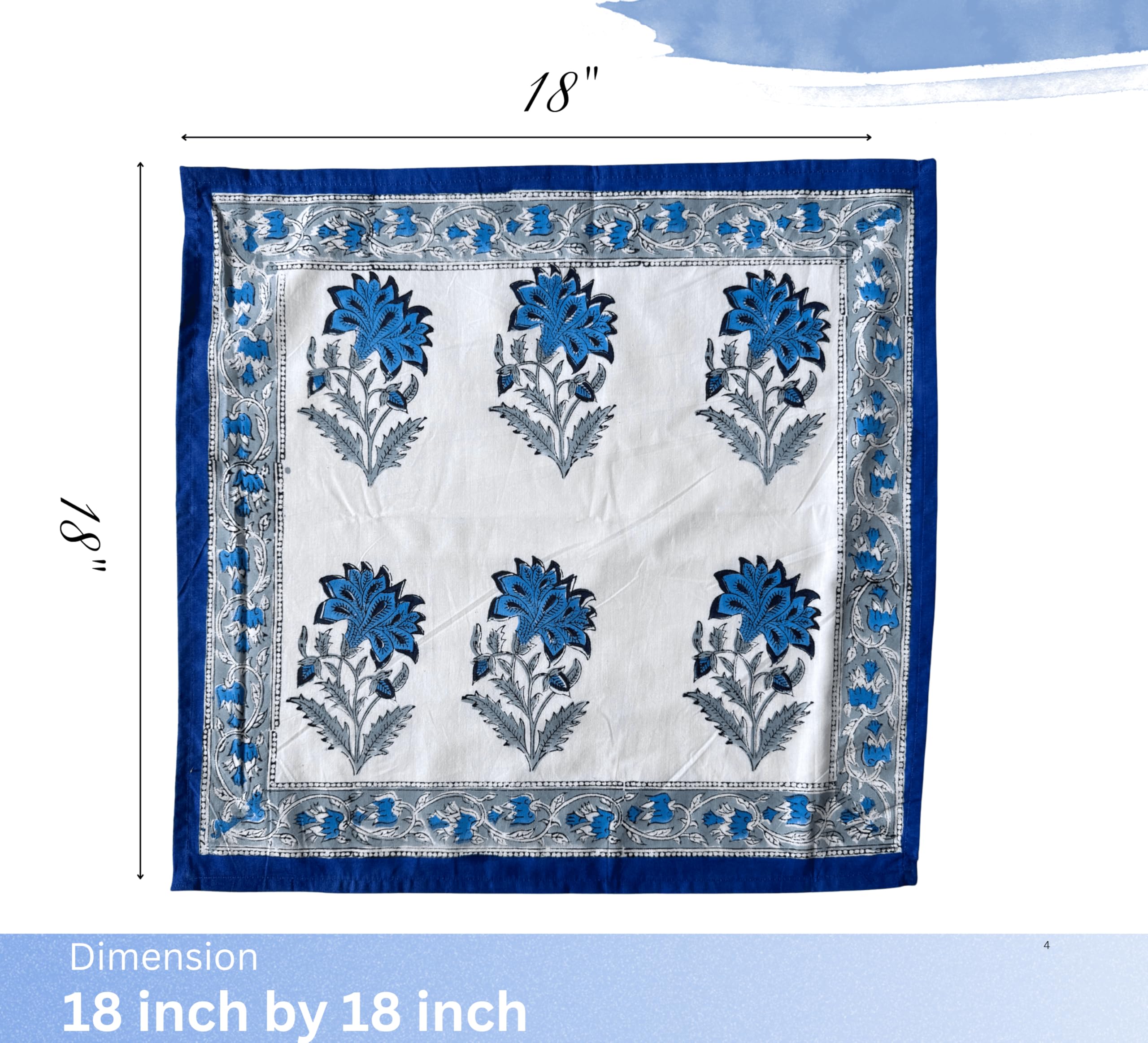 Juego de 6 servilletas de tela de algodón de alta calidad, reutilizables, lavables, perfectas para cenar, bodas y eventos (azul 4, 45,7 x 45,7 cm)