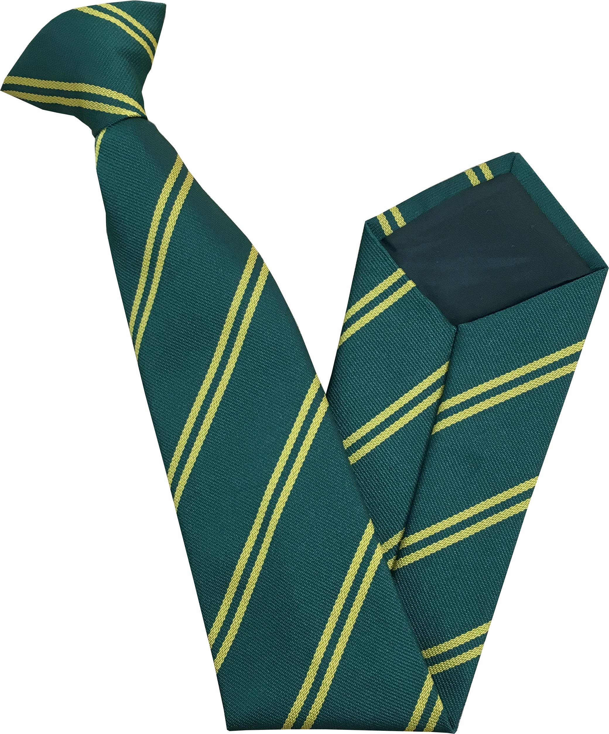 Great British Tie Club Men's Adult Double Stripe Clip On Neck Ties (Bottle Green & Gold)