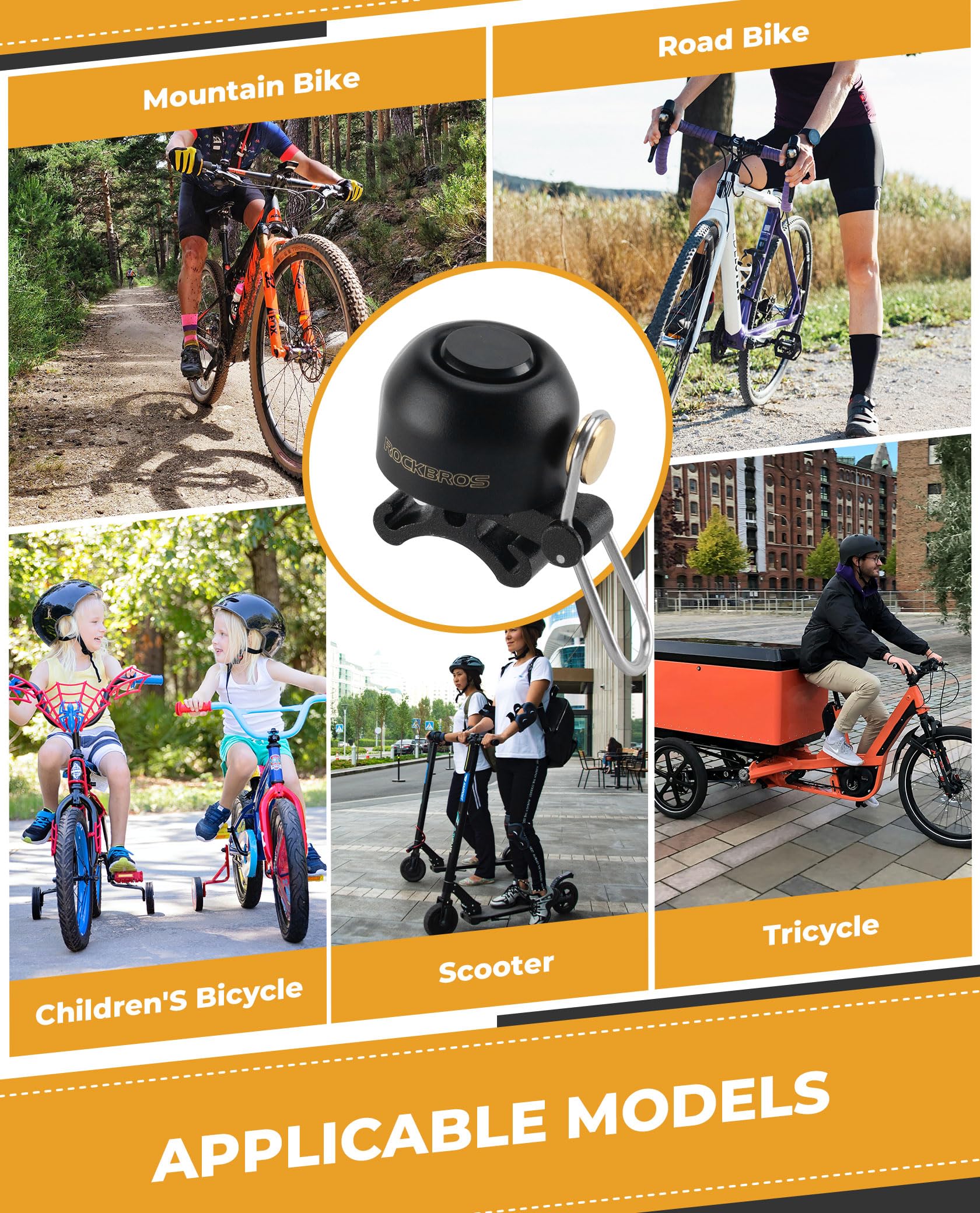 ROCKBROS Bike Bell, Bicycle Bell with Crisp Clear Sound - Image 4